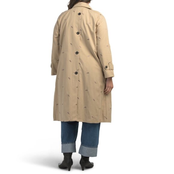 AVEC LES FILLES Khaki Plus Trench Coat With Back Buttons - Picture 2 of 2